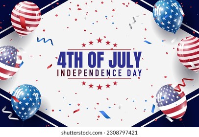 4th of july american independence day celebrate with landscape banner for social media post with abstract gradient blue and white background design