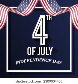 4th of july american independence day background banner with abstract gradient blue design