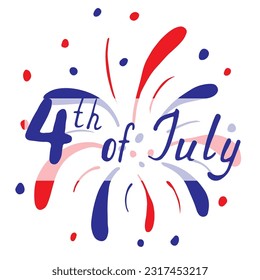 4th of July American Independence Day. Happy Independence Day. Background of firework in blue and red colors