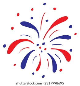 4th of July American Independence Day. Happy Independence Day. Background of firework in blue and red colors