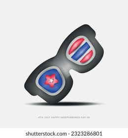 4th July american Independence Day 3d vector icon illustration, 4th of July holiday . USA Independence Day sale, discount, advertising, banner, Fourth of July, Holiday.