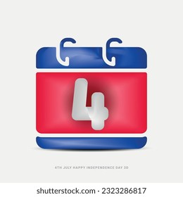 4th July american Independence Day 3d vector icon illustration, 4th of July holiday . USA Independence Day sale, discount, advertising, banner, Fourth of July, Holiday.
