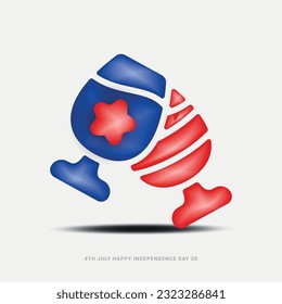 4th July american Independence Day 3d vector icon illustration, 4th of July holiday . USA Independence Day sale, discount, advertising, banner, Fourth of July, Holiday.