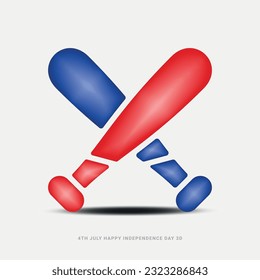 4th July american Independence Day 3d vector icon illustration, 4th of July holiday . USA Independence Day sale, discount, advertising, banner, Fourth of July, Holiday.