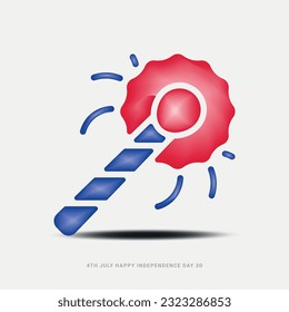 4th July american Independence Day 3d vector icon illustration, 4th of July holiday . USA Independence Day sale, discount, advertising, banner, Fourth of July, Holiday.