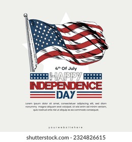 4th of july american independence day banner template. fourth of july celebration vector illustration.