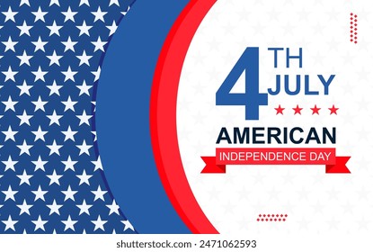 4th of july american independence day banner design with star pattern vector illustration	