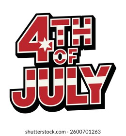 4th July American Independence Day, typography, usa flag vector illustration design.