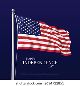4th of July American Independence Day celebration background design template. Celebrate American independence day on 4th July. 4th of July independence day USA Flag waving vector design.