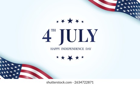 4th of July American Independence Day celebration background design template. Celebrate American independence day on 4th July. 4th of July independence day USA Flag waving vector design.