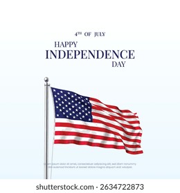4th of July American Independence Day celebration background design template. Celebrate American independence day on 4th July. 4th of July independence day USA Flag waving vector design.