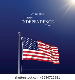 4th of July American Independence Day celebration background design template. Celebrate American independence day on 4th July. 4th of July independence day USA Flag waving vector design.