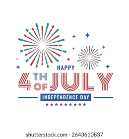 4th of July American Independence Day Design. Suitable for Banner, Clip art, Sticker, or Social Media Post.