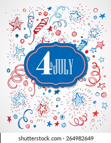 4th of July. American Independence Day. Hand-drawn pattern EPS10