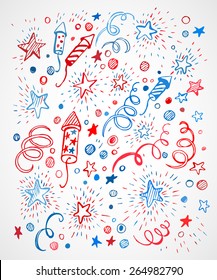 4th Of July. American Independence Day. Hand-drawn Pattern EPS10