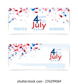 4th of July, American Independence Day banners. Vector illustration, eps10.