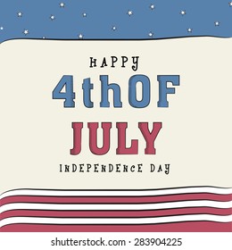 4th of July, American Independence Day celebration greeting card in national flag color.