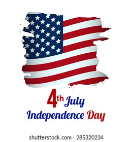 4th of July, American Independence Day grungy wave in national flag colors on white background. vector
