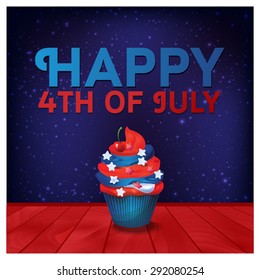 4th of July, American Independence Day concept Ice cream on blue and red background