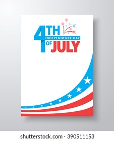 4th of July, American Independence Day background. Cover design template layout in A4 size for brochure, flyer, poster, banner. Vector illustration