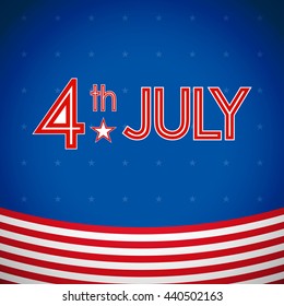 4th July, American Independence Day in flat icon design and star background (vector)
