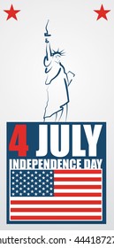 4th of July American independence day, abstract vector banner 