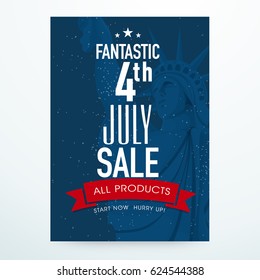 4th of July, American Independence Day Sale  Flyer Design.