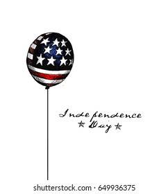 4th of July - American Independence Day balloon, Hand Drawn Sketch Vector illustration.