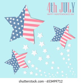 4th of july American independence day badge with American flag in the framework of stars,Vector illustration.