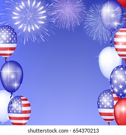 4th of July, American Independence Day celebration background with fireworks. Congratulations on Fourth of July