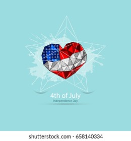 4th of July, American Independence Day, heart with the US flag, love, spray, bright design.