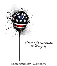 4th of July - American Independence Day balloon, Hand Drawn Sketch Vector illustration.