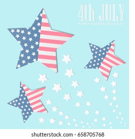 4th of July American independence day badge with American flag in the framework of stars,Vector illustration.