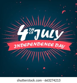 4th of July. American Independence Day. Celebration. Firework. Template for postcards, leaflets. Flag.