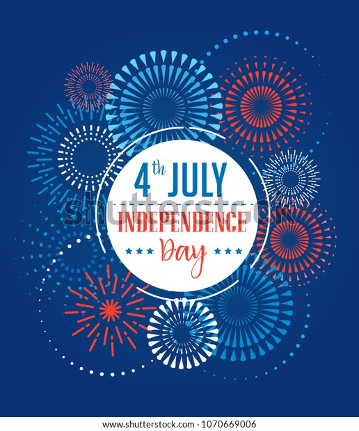7月4日 アメリカ独立記念の背景に花火 バナー リボン カラースプラッシュ コンセプトデザイン のベクター画像素材 ロイヤリティフリー