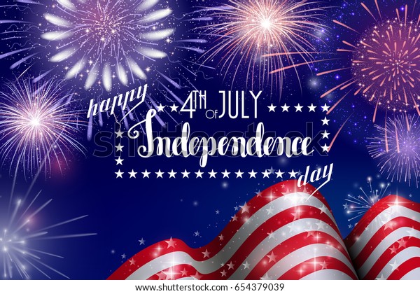 7 月4 日 美国独立日庆祝背景烟花 祝贺7 库存矢量图 免版税