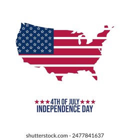 4th of July American Independence Gift Card and Social Media post design template. Editable EPS file with flag, map and text.