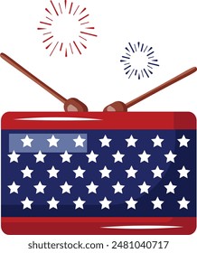 4 de julio American Parade drumset concept, USA Flag Colored Groove o drumbeat Vector color icon design, US Fourth symbol, federal holiday sign, Memorial Patriot Day ilustración