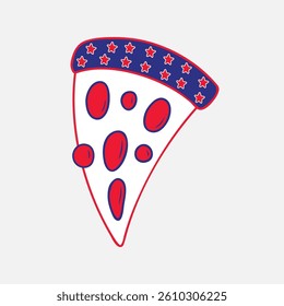 4th of July American Pizza Vector USA Patriotic Food Slice Illustration
