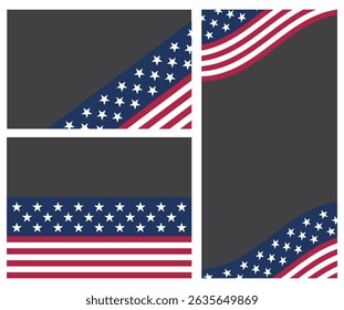 4th july american united states patriotic background banner. Card template with waving national flag