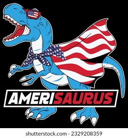 4Th of july amerisaurus dinosaur t-shirt design