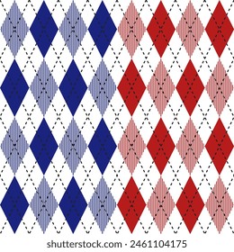 4 juillet motif argyle. Argyle  motif de Image vectorielle. Motif argyle. Motif géométrique harmonieux de vêtements, papier à envelopper, arrière-plan, arrière-plan, carte cadeau, pull.