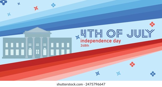 4th of july art work.the White House .Independence Day .248th.stars and flowers.Blue and Red rambo .light blue background 