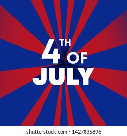 4th july background 3D text, American national flag decoration, Fourth vector banner, Celebration USA Independence Day illustration, Symbol of United States freedom, Patriotic holiday. Vector Illustra
