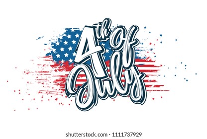 4th of July Background with Abstract USA Flag Illustration
