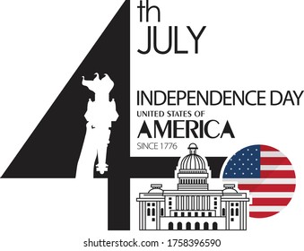 4th of July background - American Independence Day vector illustration -  typographic design USA - Liberty