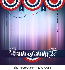 4th of July background, buntings in red and blue, eps10 vector