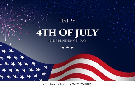 4th of July Background Design. United States of America Independence Day Celebration. Banner, poster, greeting card. Vector illustration.