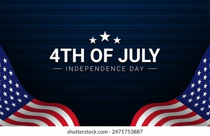 4. Juli Hintergrunddesign. In: United States of America Independence Day Celebration. Banner, Poster, Grußkarte. Vektorillustration.