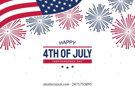 4th of July Background Design. United States of America Independence Day Celebration. Banner, poster, greeting card. Vector illustration.